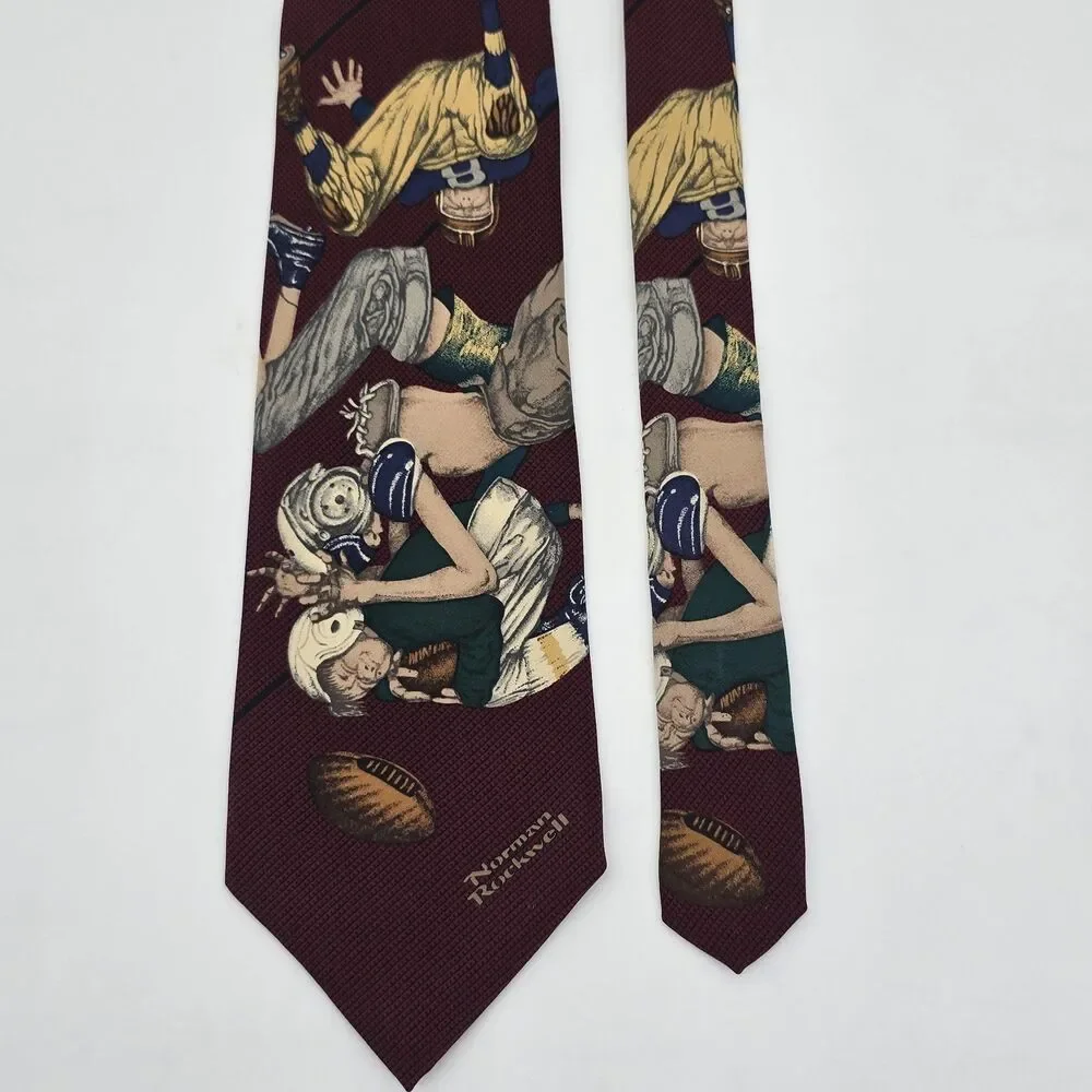 Vintage 1996 Brown & Bigelow Tie Necktie Norman Rockwell Football All Silk
